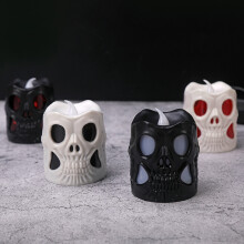 4 LED Skull Candles, Halloween Glowing Decorations, Glowing Candles