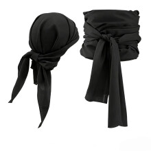 Costume et accessoires de pirate pour Halloween, bandana et ceinture, unisexe, noir.