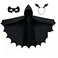 Halloween adult three-piece bat-shaped cape, cape + mask + headband