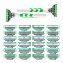 24 stuks + 2 Mach 3 handmatige scheermesjes (groen) + scheerrek_Surprise Gift
