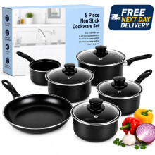 8PCS Induction Non Stick Saucepan Cookware Cooking Pot Milk Pan With Lids Set