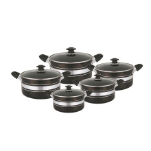 5 Pcs Aluminium Non Stick Cookware Set–Black Casserole Pots with Lids (20-28 cm)