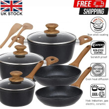 10 PCS Kitchen Cookware Set Non-Stick Granite Pots and Sauce Pans Set Induction