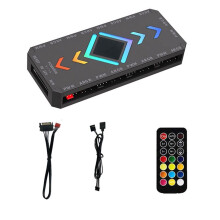 9 PWM et 9 ARGB, Contrôleur ARGB 5 V 3 Broches, Télécommande Sans Fil PWM 4 Broches, Hub de Ventilateurs avec Éclairage Synchronisé, Base