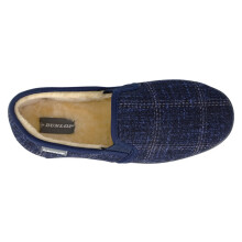 (UK 7) DUNLOP OWEN Navy Check Textile Twin Gusset Slipper