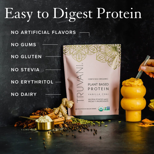 Truvani Plant Based Protein Powder - Vanilla Chai 20 Servings 2