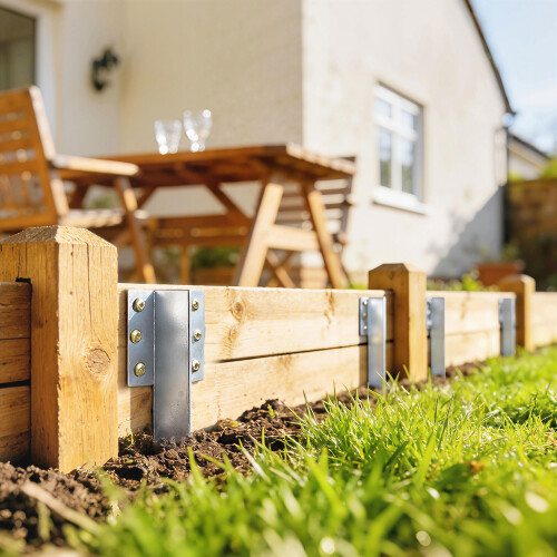 Outsunny Outsunny 20 Pack Railway Sleeper Brackets, 41 cm Galvanised Sleeper Stakes 1