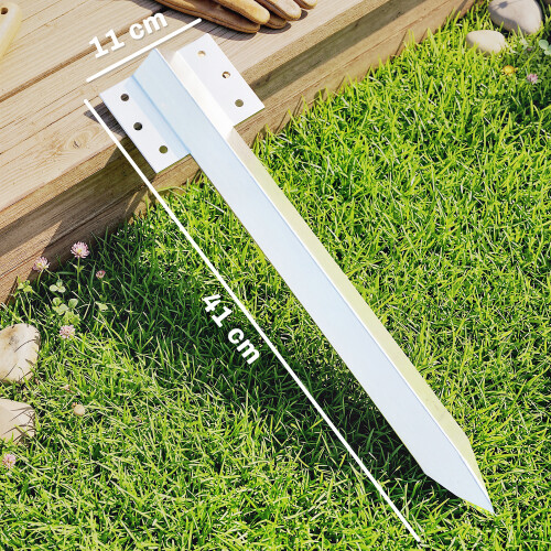 Outsunny Outsunny 20 Pack Railway Sleeper Brackets, 41 cm Galvanised Sleeper Stakes 2