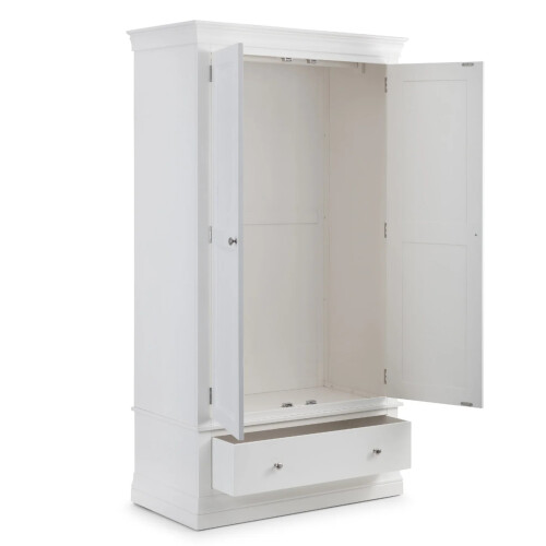 Clermont 2 Door 1 Drawer Wardrobe - Surf White 2