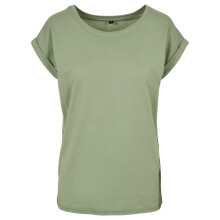 (L, Soft Salvia) Build Your Brand Womens/Ladies Extended Shoulder T-Shirt
