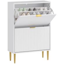 Elegant Two-Drawer Shoe Cabinet - White