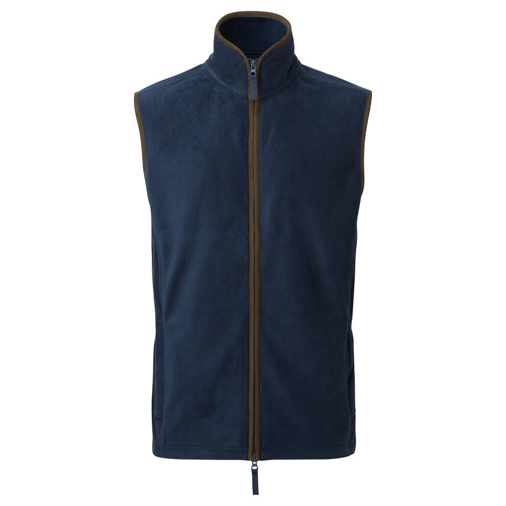Premier (M, Navy/Brown) Mens Artisan Fleece Gilet