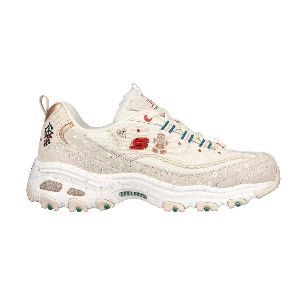 Skechers (2 Uk, Off White) Womens/Ladies Dlites Christmas Suede Trainers