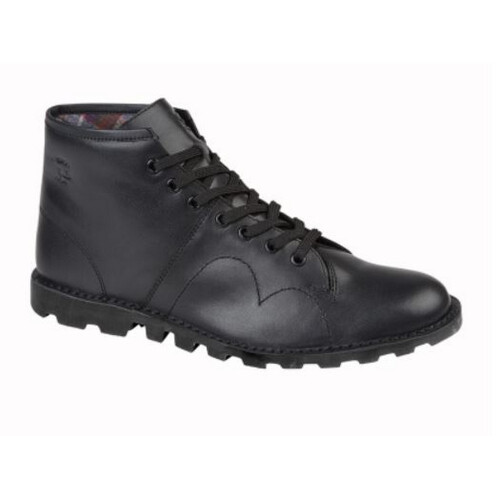 (5 UK, Black) Grafters Mens Original Coated Leather Retro Monkey Boots
