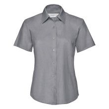 (4XL, Silver Grey) Russell Collection Ladies/Womens Short Sleeve Easy Care Oxford Shirt