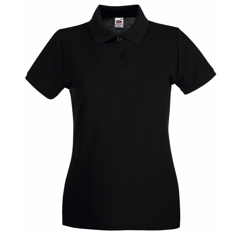 Fruit Of The Loom (Xl, Black) Womens/Ladies Premium Fitted Short-Sleeved Polo Shirt