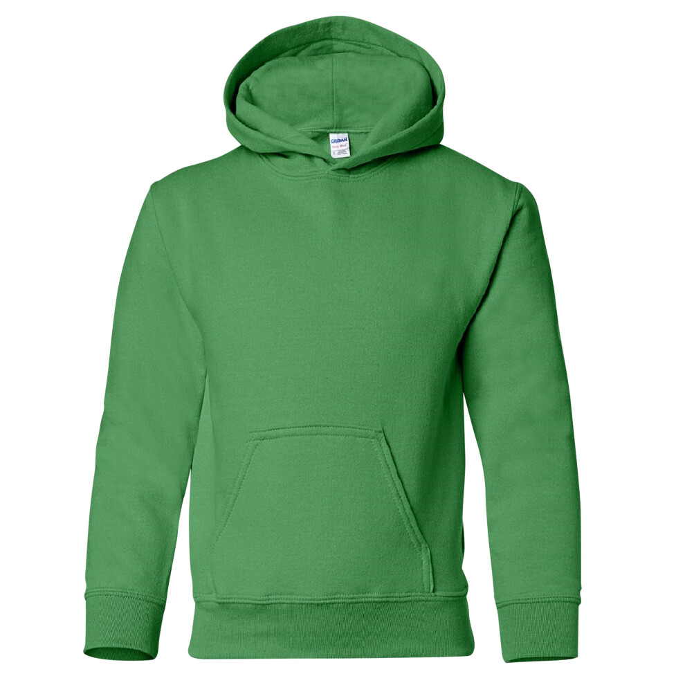 Gildan (L, Irish Green) Heavy Blend Childrens Unisex Hooded Sweatshirt Top / Hoodie