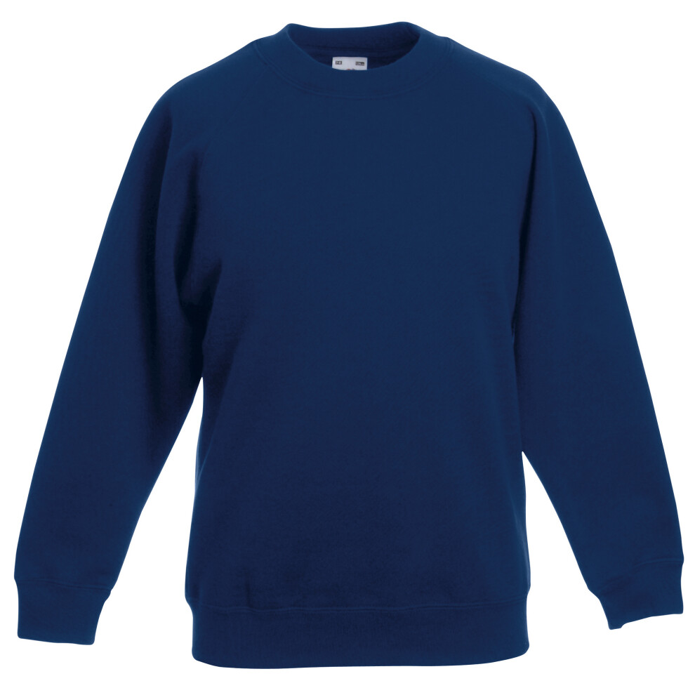 Fruit Of The Loom (7-8, Navy) Childrens Unisex Raglan Sleeve Sweatshirt