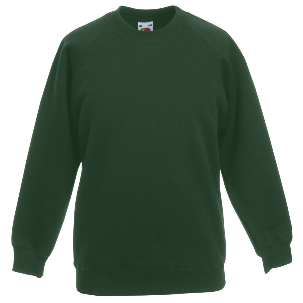 Fruit Of The Loom (5-6, Bottle Green) Childrens Unisex Raglan Sleeve Sweatshirt
