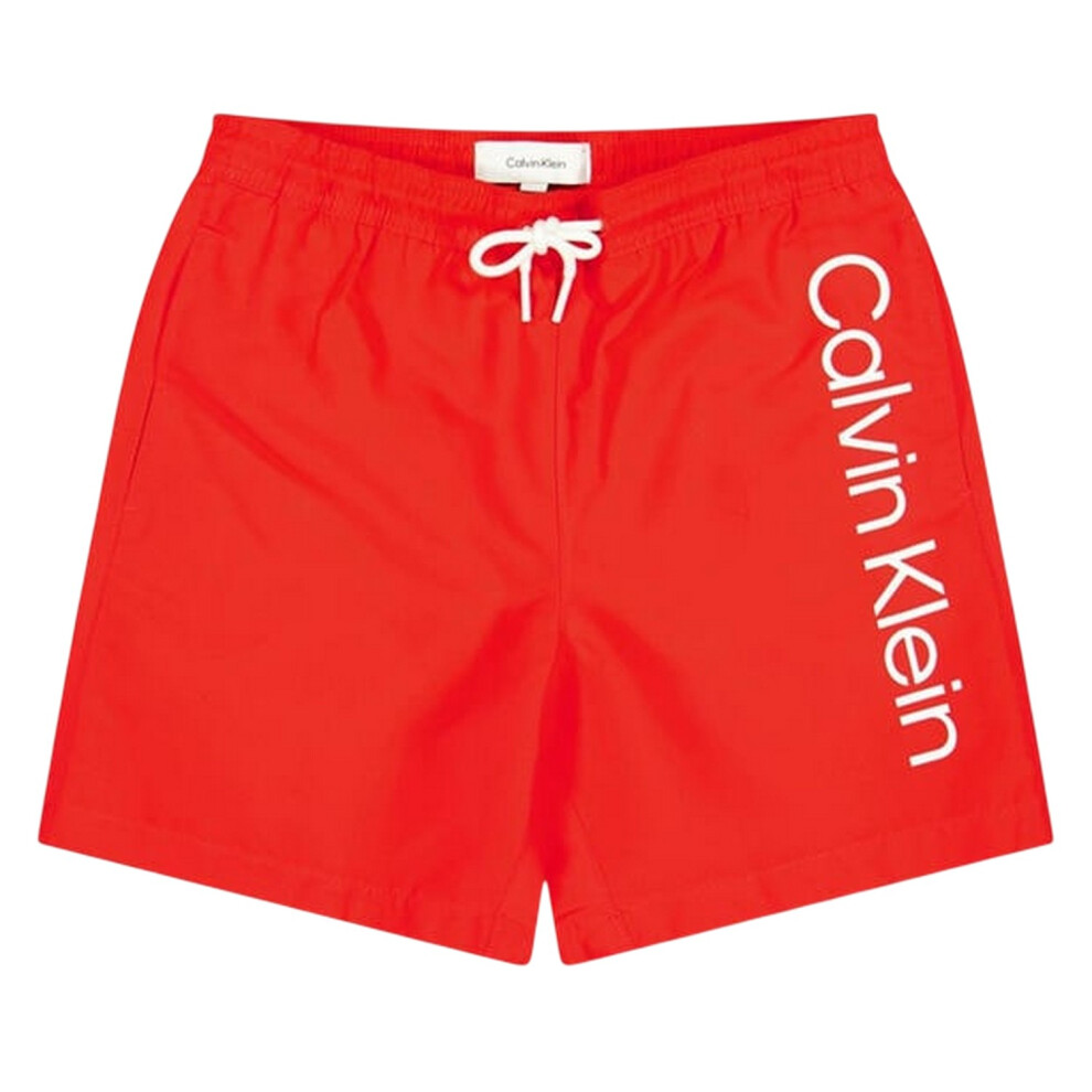Photos - Swimwear Calvin Klein   Childrens/Kids Logo Swim Shorts (12-14 Years, Red)