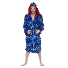 (L-XL, Blue/Black) Keanu Mens Raptor Fleece Dressing Gown