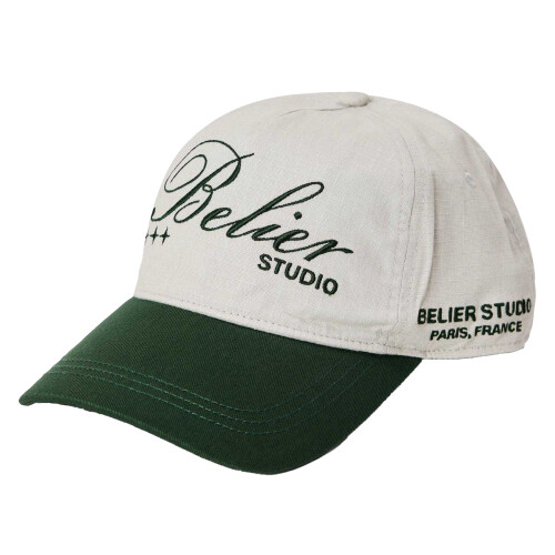 (One Size, White/Green) Belier Cotton Baseball Cap