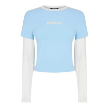 (8 UK, Blue) Kangol Womens/Ladies Contrast Cropped Slim Layered Sleeve T-Shirt
