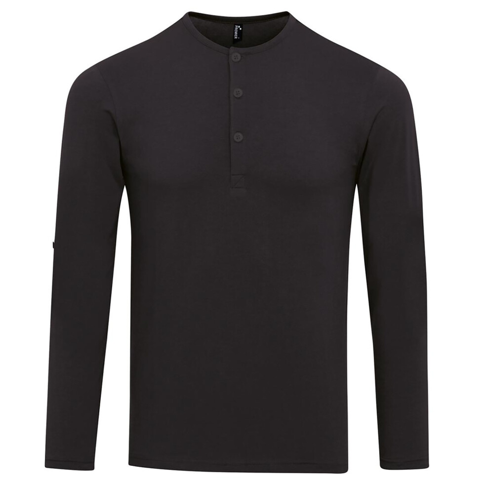Premier (M, Black) Mens Long John Roll Sleeve Tee