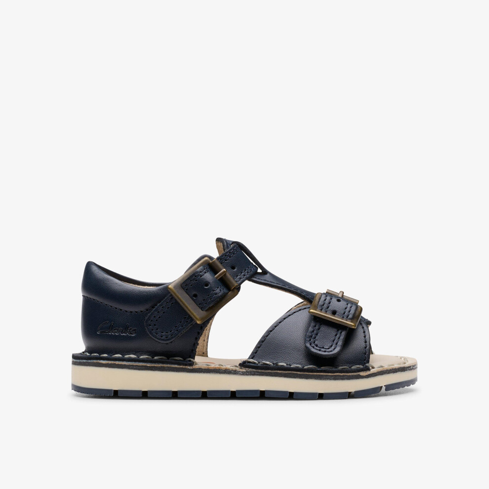Clarks Unisex Kids Blue Playsun Toddler Navy Leather Flat Sandals In | Size: 5.5-Standard Fit - Image 2