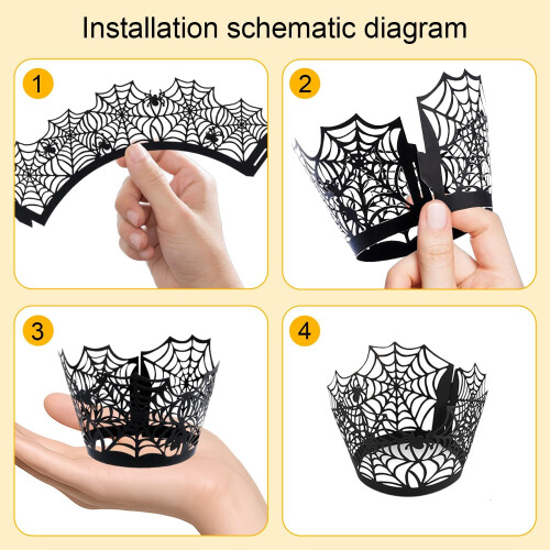 50 Halloween cake liners, spider web cups, Halloween party decorations 2