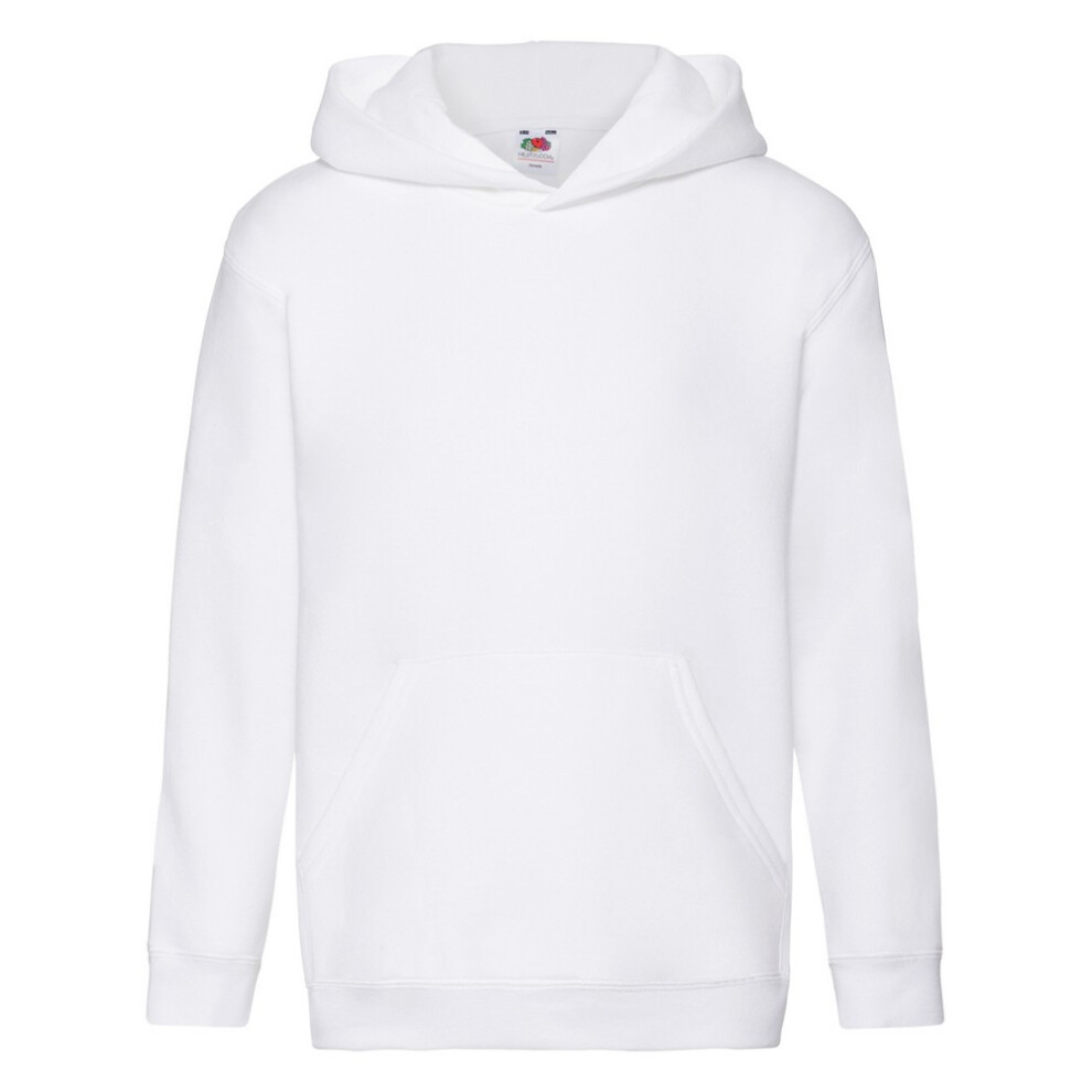 Fruit Of The Loom (5-6 Years, White) Childrens/Kids Premium Hooded Sweatshirt