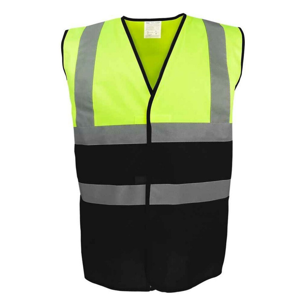 (Xl, Yellow/Black) Yoko Unisex Adult Two Tone Hi-Vis Vest 5063300845417
