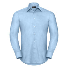 (18.5inch, Oxford Blue) Russell Collection Mens Long Sleeve Easy Care Tailored Oxford Shirt
