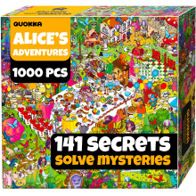 (Alice in Wonderland) QUOKKA 1000 Piece Jigsaw Puzzles for Adults - Single & 3 Pack Fairy Tale Puzzles with Hidden Secrets & Audio Stories