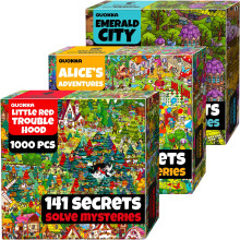 (3 Pack - Fairy Tales) QUOKKA 1000 Piece Jigsaw Puzzles for Adults - Single & 3 Pack Fairy Tale Puzzles with Hidden Secrets & Audio Stories