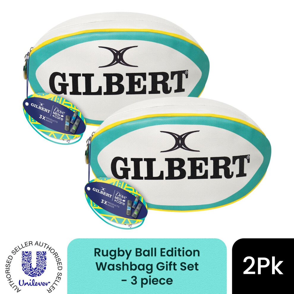 Dove Men+Care (Pack Of 2) X Gilbert Rugby Washbag Gift Set 3 Piece, Choose Pack 1,2,3 Or 4