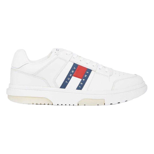 (10 UK, White) Tommy Jeans Mens Leather Trainers