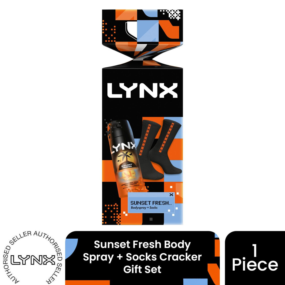 Lynx (Pack Of 1) Sunset Spray + Socks Cracker Gift Set 1 Piece, Choose Your Pack 1,2,3 Or 4