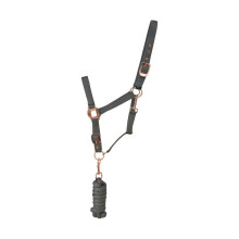 (Cob, Grey/Rose Gold) Hy Rose Gold Headcollar and Lead Rope