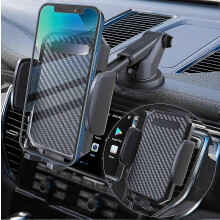 Soporte para teléfono para coche, [Protección con ventosa de nivel todoterreno] Soporte universal con ventosa de brazo largo 3 en 1 par