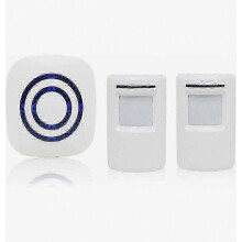 Passage alarm/shop doorbell radio system with motion/access detector 38 ringtones Up to 100 m range, white