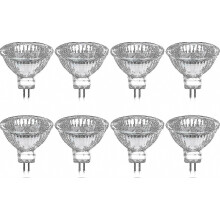 Confezione da 8 lampadine alogene GU5.3 MR16 35W 12V dimmerabili - Bianco caldo 2800K, 400 lumen, copertura in vetro