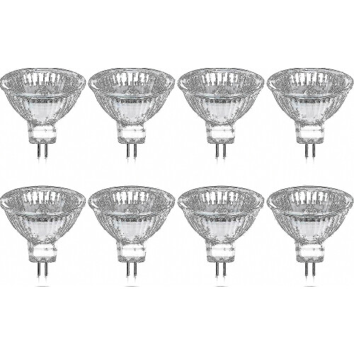 Συσκευασία με 8 λαμπτήρες αλογόνου Gu5.3 Mr16 35w 12v με ρύθμιση φωτεινότητας - Θερμ