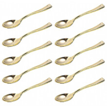 80pcs Mini Spoons Plastic Cake Spoons Disposable Dessert Spoons Ice-cream Spoons For Home Shop Party Golden