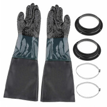 Guantes resistentes y soporte para guantes para cabina de chorro de arena.