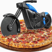 Motorfiets pizzasnijder, grappige pizzasnijder, roestvrijstalen plastic pizzaroller, pizzawiel, pizzames, pizzasnijder met scherp snijw