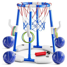 Pool Basketball Hoop Toys, 2 in 1 Floating Pool Toys Indoor Outdoor Water Basketball Swimming Pool Games Toys for Kids