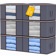 Sacs de rangement de 90 L, lot de 6 boîtes de rangement pour vêtements grande capacité avec couvercle_Design britannique