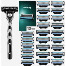 36PCS Mach 3 Manual Razor Compatible Blades +Shaving Rack_British Design