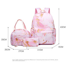 (pink, Three piece set) Stitch Print School Backpack Set for Boys Girls Large Capacity Breathable Bookbag